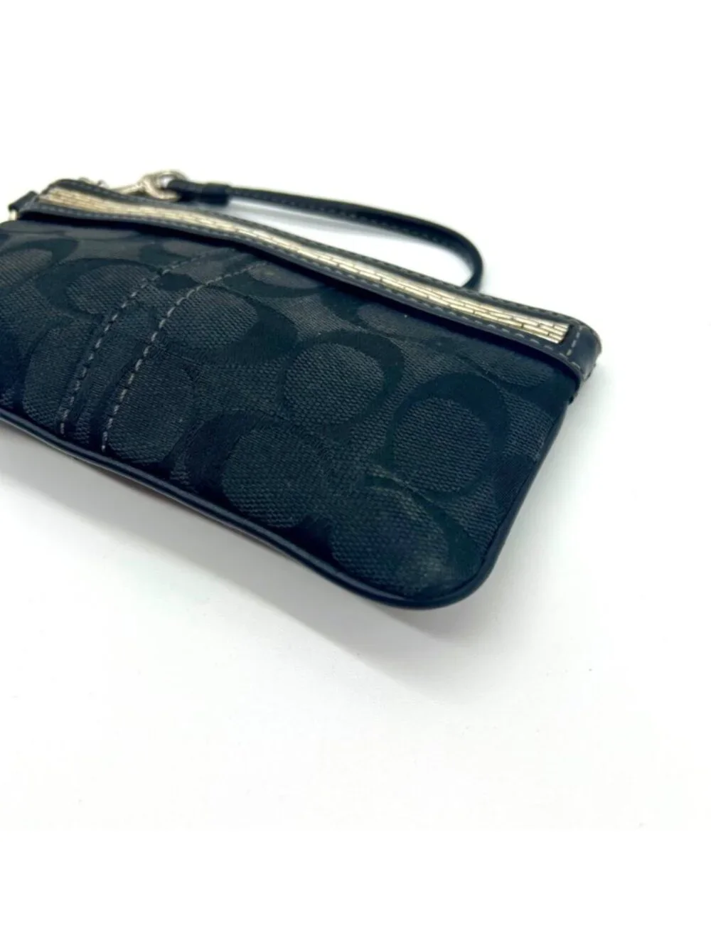 Coach Black Signature Canvas Small Wristlet Wallet